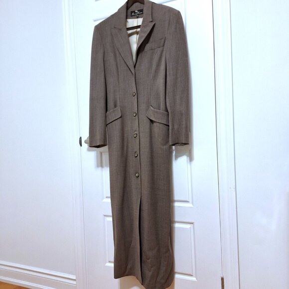 Made In France Vintage Ivoire De Laurence Long Brown Trench Coat Size 38 - Picture 12 of 14